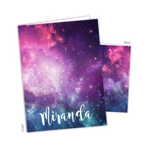 Galaxy Space Stars Personalized Folder 2 Pocket • Back to School Supplies Custom Office Birthday Gift Girl Boy Kids Adult Christmas Holiday