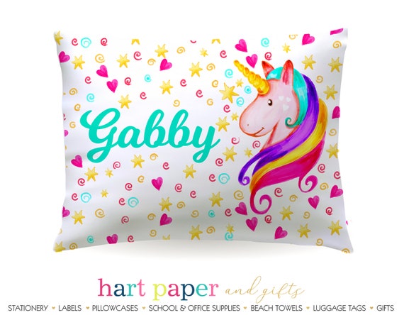 Personalized Rainbow Unicorn Pillowcase Custom Pillow Case Etsy