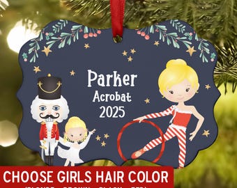 Nutcracker Hula Hoop Candy Cane Sweet Peppermint Christmas Ornament Personalized Girl Boy Custom Holiday Decor Gift Ballerina Ballet Recital