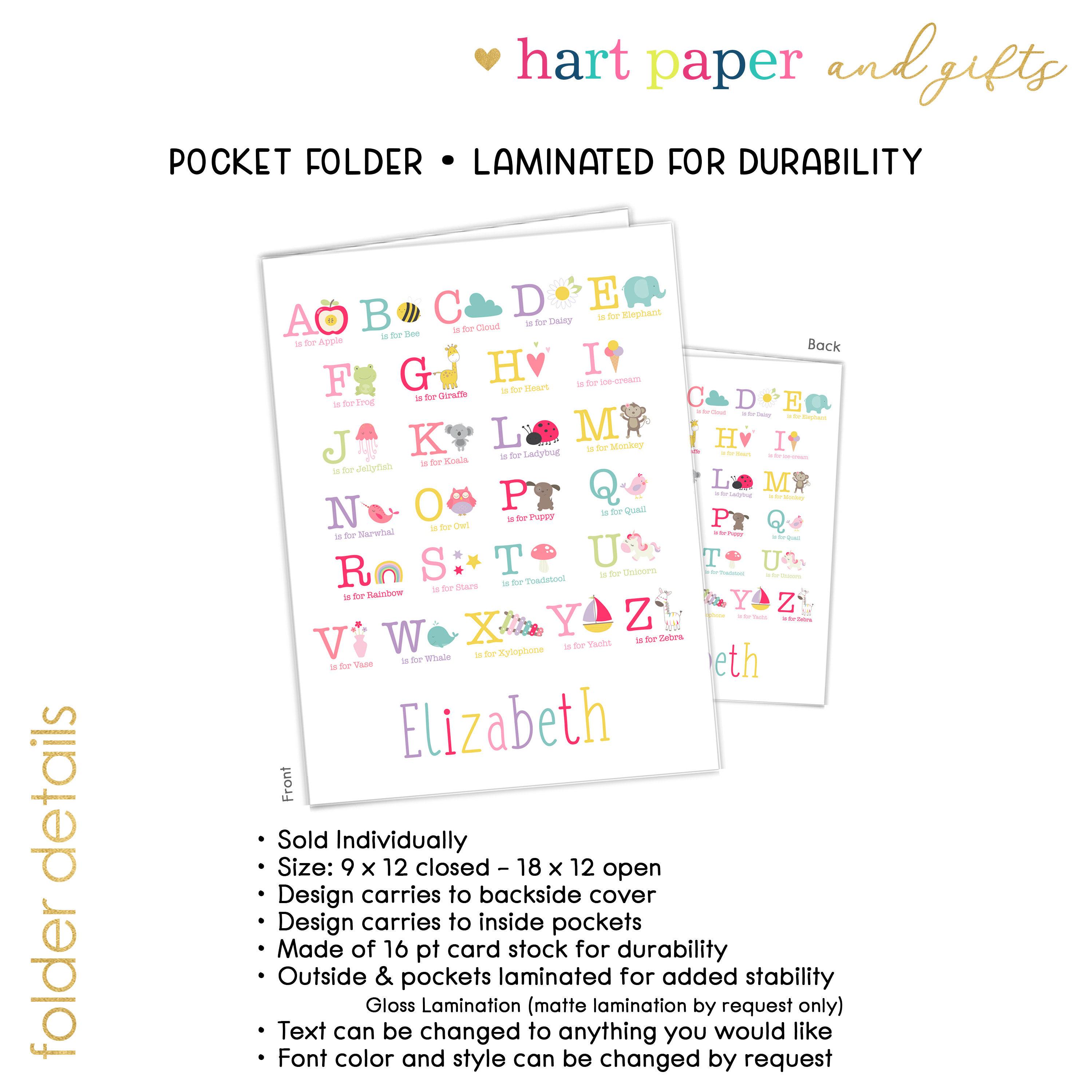Text Folder Abc Alphabet Abc's Rainbow Personalized Folder 2 Pocket • Back to School ...