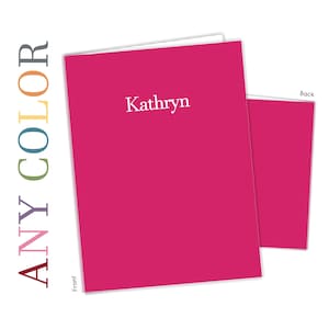 ANY COLOR Solid Personalized Folder 2 Pocket • Back to School Supplies Custom Office • Birthday Gift Holiday Girl Boy Kids Christmas Teacher