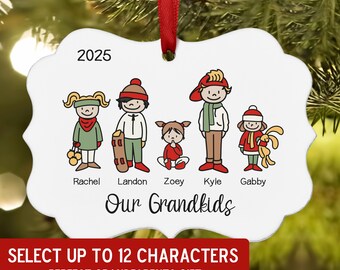 Our Grandkids Grandchildren Christmas Ornament Personalized 2025 Custom Holiday Decor Gift Grandparents Our Grandkids Family Boys Girls >