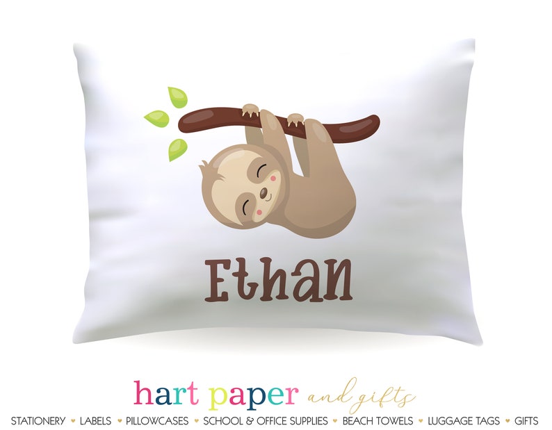 Sloth Pillowcase Personalized Custom Printed Pillow Case Etsy