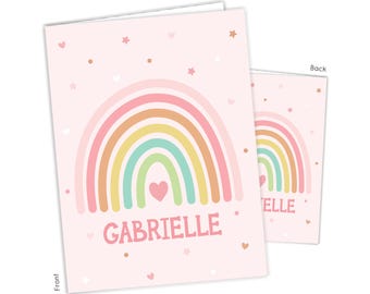 Rainbow Personalized Folder 2 Pocket • Back to School Supplies Custom Office • Birthday Gift Holiday Girl Boy Kids Christmas Teacher Adult