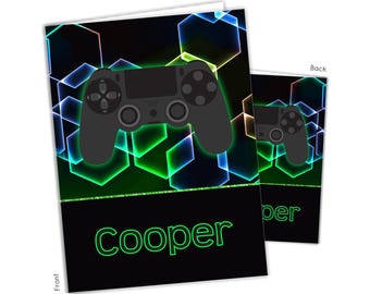 Video Game Gamer Personalized Folder 2 Pocket • Back to School Supplies Custom Office Birthday Gift Holiday Girl Boy Kids Teacher Christmas