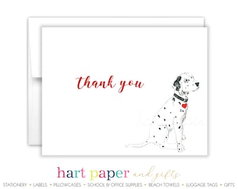 Dalmatian Dog Puppy Thank You Personalized Cards • Flat Folded Stationery Custom Printed Notecard • Birthday Party Baby Shower Kids