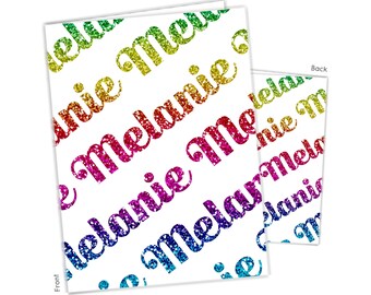 Rainbow Sparkle Repeat Name Personalized Folder 2 Pocket Back to School Supplies Custom Office Birthday Gift Holiday Girl Boy Kids Christmas