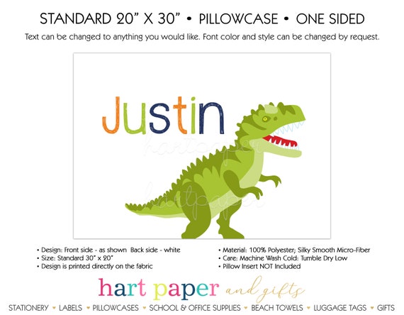 Personalized Dinosaur T-Rex Standard Pillowcase 20 x 32