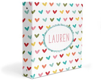 Hearts Rainbow 3 Ring Binder 2" Personalized Custom Gift Back to School Supplies Birthday Girl Boy Kids Adult Holiday Christmas Homeschool