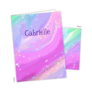 Rainbow Personalized Folder 2 Pocket • Back to School Supplies Custom Office • Birthday Gift Holiday Girl Boy Kids Christmas Teacher Wedding