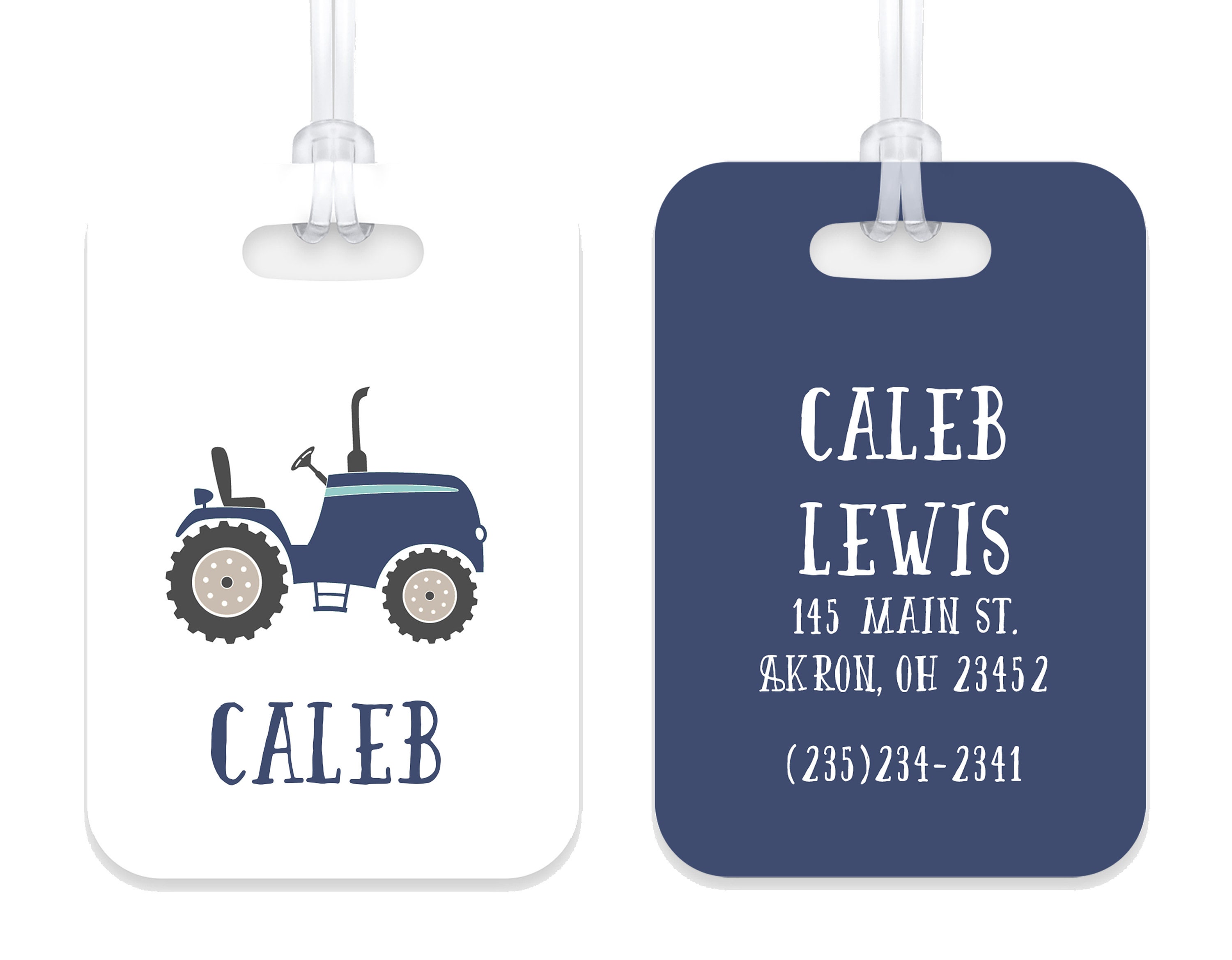 Back to School Bag Tag Green Tractor Travel Tag Personalized Tractor Luggage Tag Kids Backpack Tag Backpack Tag Allergy Tag Kids Luggage Tag 