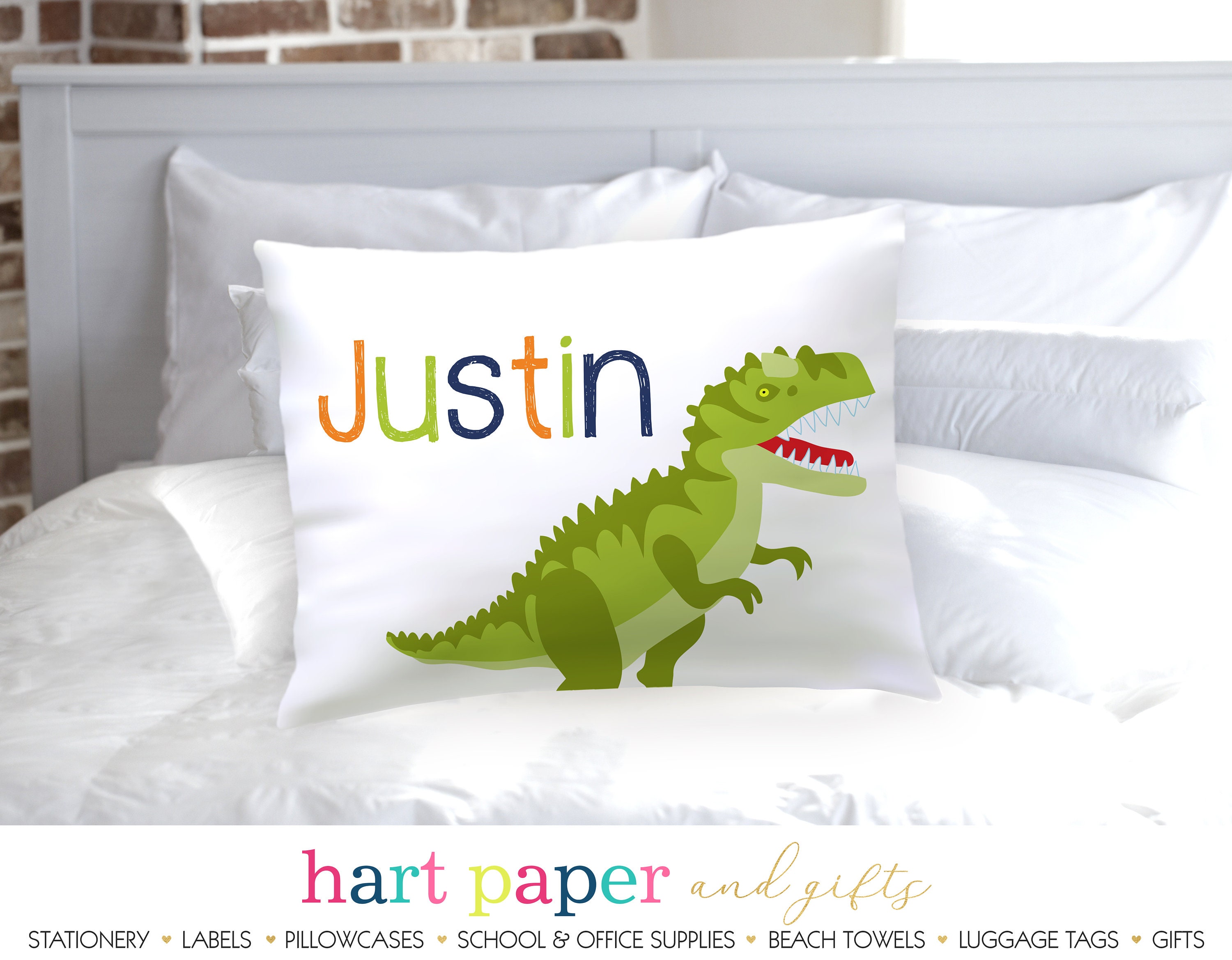 Personalized Dinosaur Pillowcase Dino T Rex Trex Custom Etsy