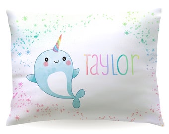 narwhal sequin pillow