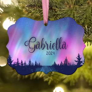 Aurora Borealis Galaxy Stars Space Christmas Ornament • Personalized Custom Holiday Decor • Gift Boy Girl Kids Children Tree