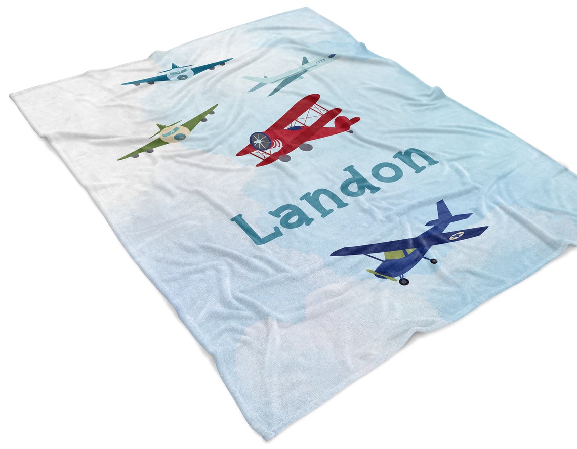 Airplane Plane Blanket Minky Personalized Custom 30x40 50x60 Etsy