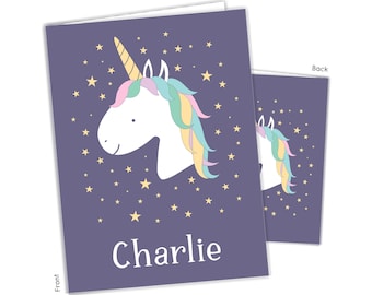 Rainbow Unicorn Personalized Folder 2 Pocket • Back to School Supplies Custom Office • Birthday Gift Holiday Girl Boy Kids Christmas
