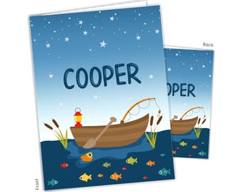 Fishing Fish Lake Personalized Folder 2 Pocket • Back to School Supplies Custom Office Birthday Gift Holiday Girl Boy Kids Christmas Teacher
