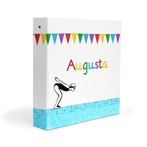 Swimming Swimmer Swim Sports 3 Ring Binder 2&quot; Personalized Custom Gift Back School Supplies Birthday Girl Boy Kids Coach Holiday Homeschool