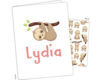 Sloth Personalized Folder 2 Pocket • Back to School Supplies Custom Office • Birthday Gift Holiday Girl Boy Kids Christmas Teacher Adult