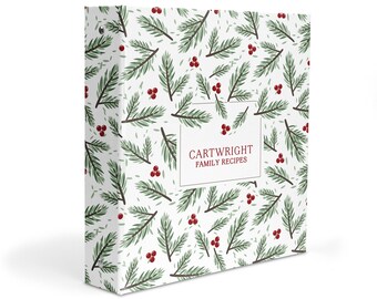 Holly Holiday Christmas Memory Recipe Book Cards Family 3 Ring Binder 2" Personalized Custom Gift Birthday Mom Teacher Gifts Photo Album