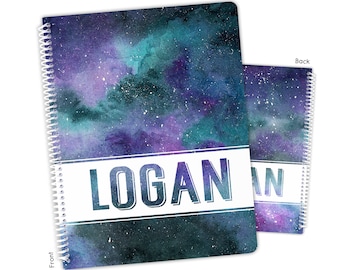 Galaxy Space Stars Personalized Notebook Sketchbook • Custom Birthday Gift Back to School Supplies Holiday Christmas Girl Boy Kids