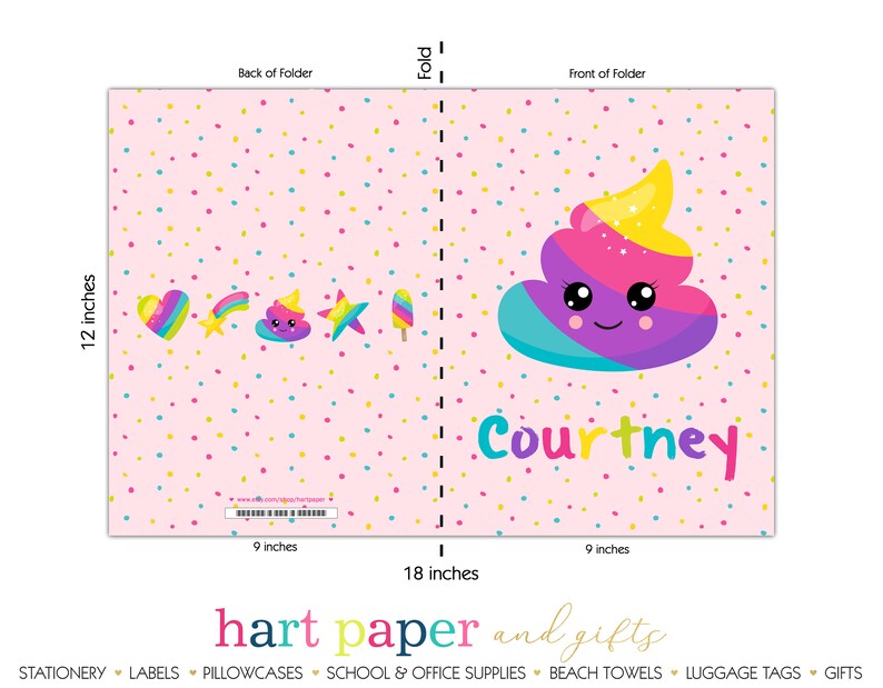 Rainbow Poop Emoji Sprinkles Personalized Folder 2 Pocket Etsy