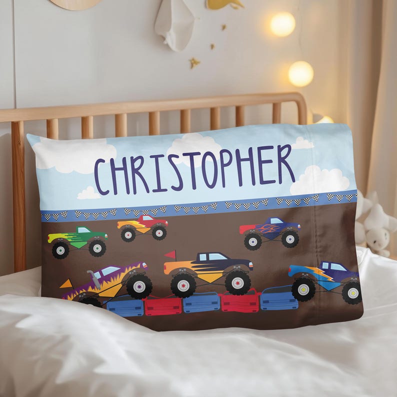 HartPaper Monster Truck Transportation Pillowcase