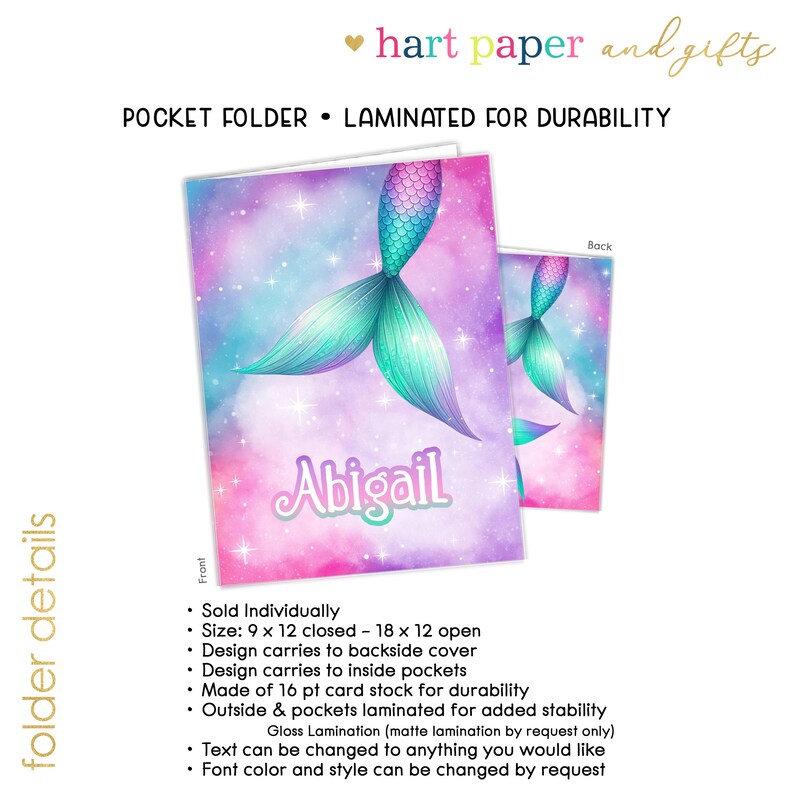 Mermaid Code Folder Rainbow Mermaid Personalized Folder 2 Pocket • Back to School Supplies ...