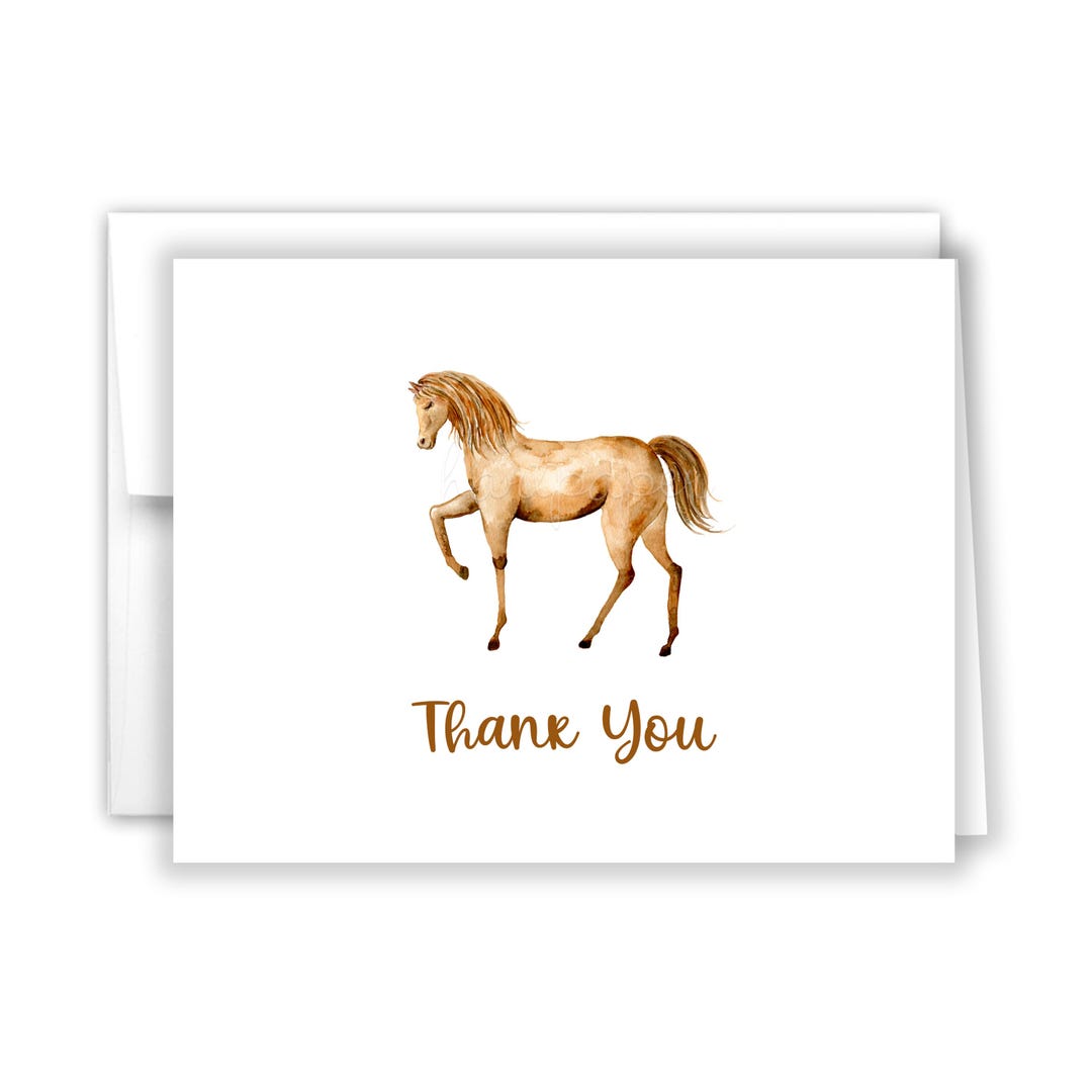Brown Horse Pony Thank You Personalized Cards • Folded Flat Card ...