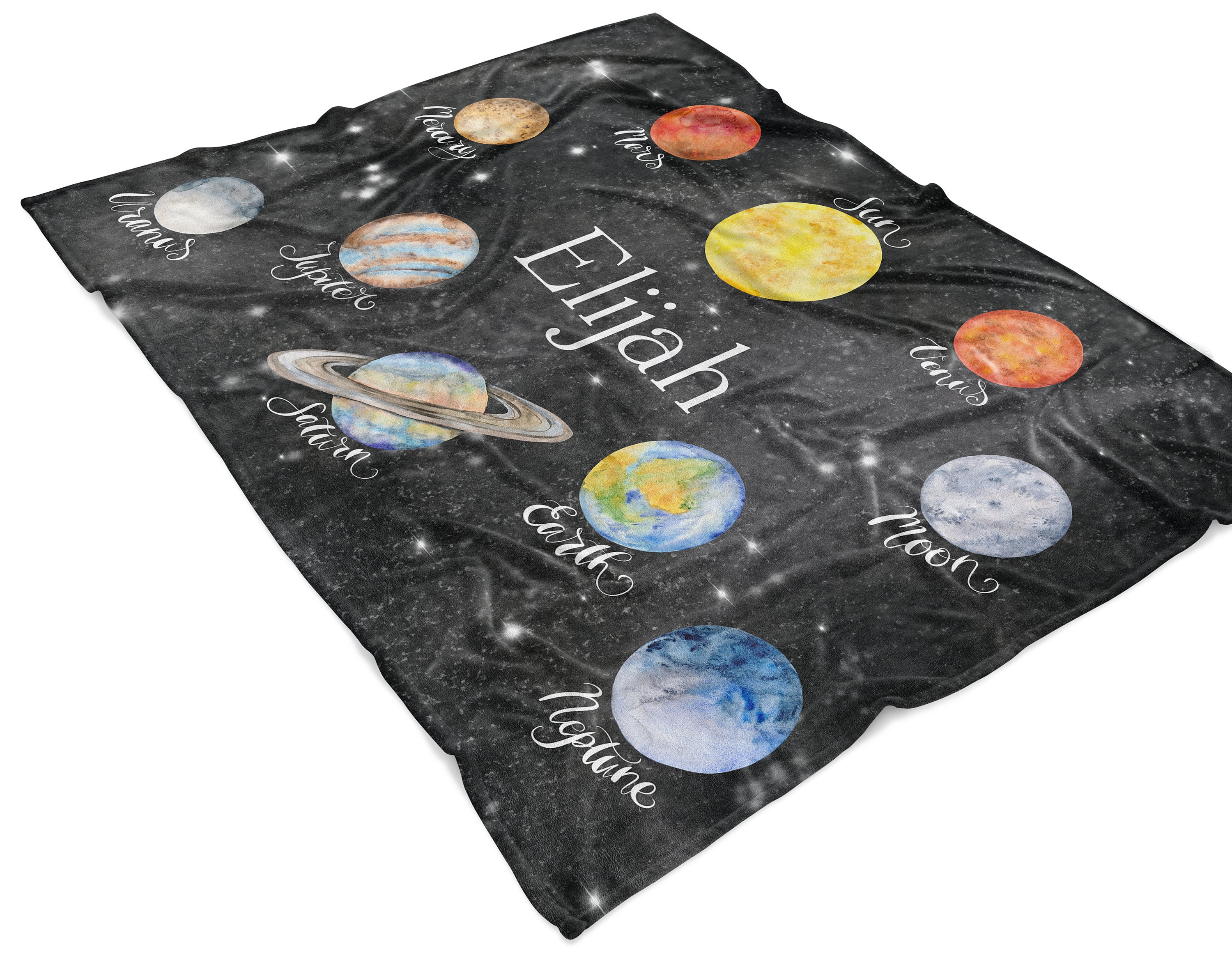Outer Space Solar System Blanket Minky Personalized Etsy