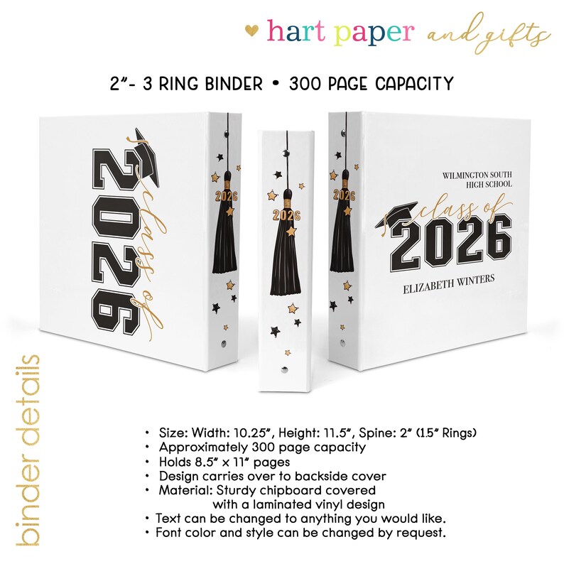 Binder Graduating Class Graduation Class of 2026 3 Ring Binder 2