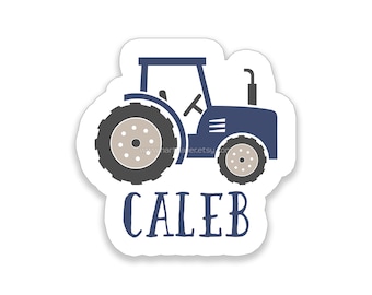 Tractor Farm Vinyl Stickers Personalized Decal Label • Back to School Supplies Custom Water Resistant Birthday Gift Holiday Girl Boy Kids