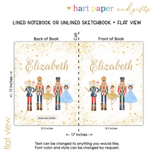 Nutcracker Ballet Ballerina Personalized Notebook Sketchbook • Custom Birthday Gift Back to School Supplies Holiday Christmas Girl Boy Kids imagem 4