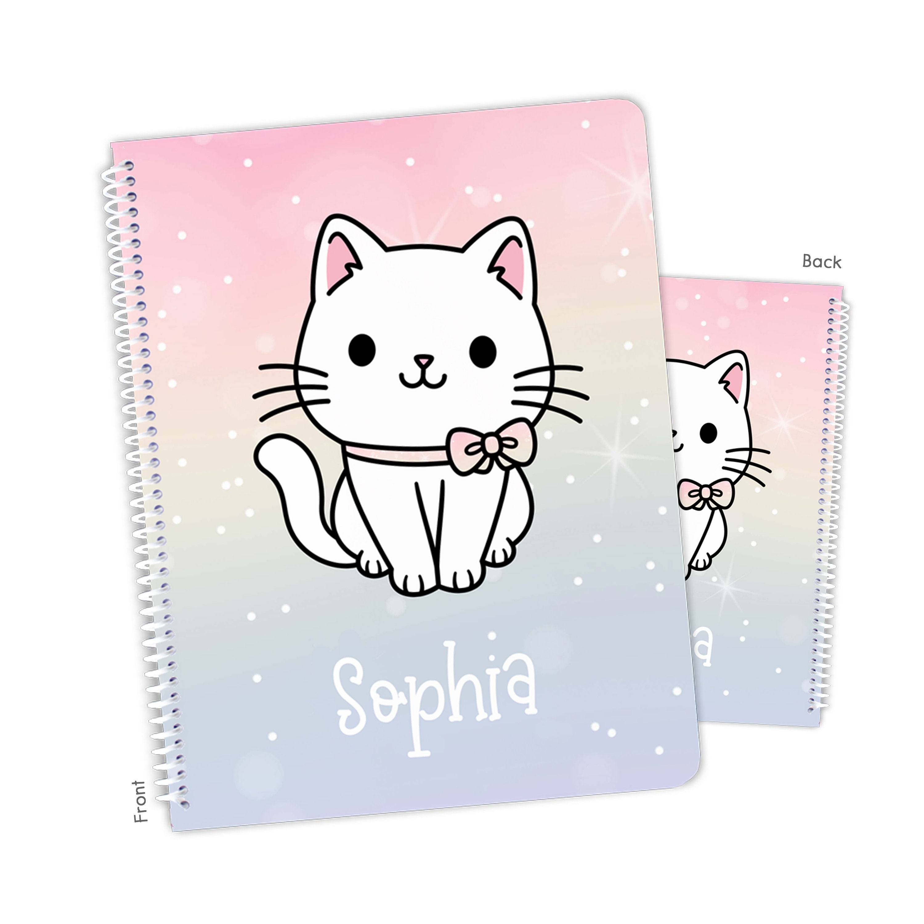 Cat Kitten Rainbow Personalized Notebook Sketchbook Custom