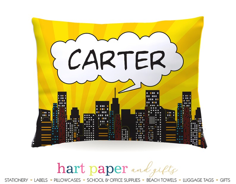 Personalized Superhero Pillowcase Super Hero \u2022 Custom Pillow Case Cover Standard 20x30 \u2022 Birthday Gift Kids Children Girl Boy