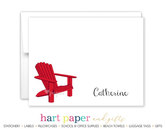 Red Adirondack Chair Thank You Cards Flat Folded ...