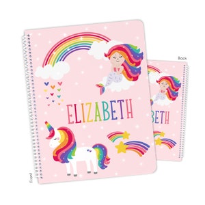 Unicorn Journal Personalized Name Girls Diary Rainbow Sketchbook Kids  School Notebook Custom Girl Birthday Gift 