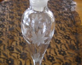 Beautiful Vintage Engraved Perfume Etched Glass Bottle
