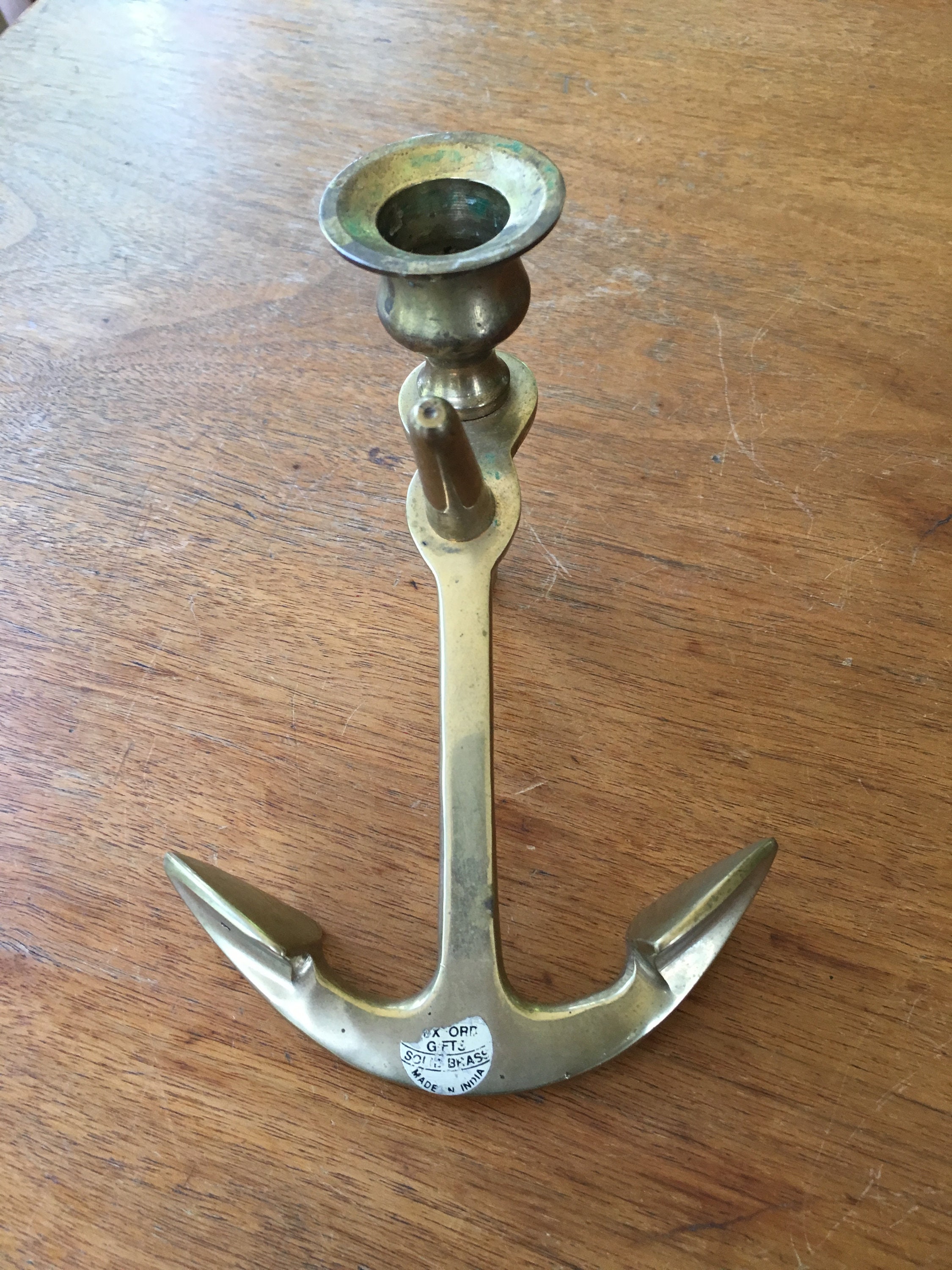 Vintage Solid Brass Anchor Candle Holder Etsy