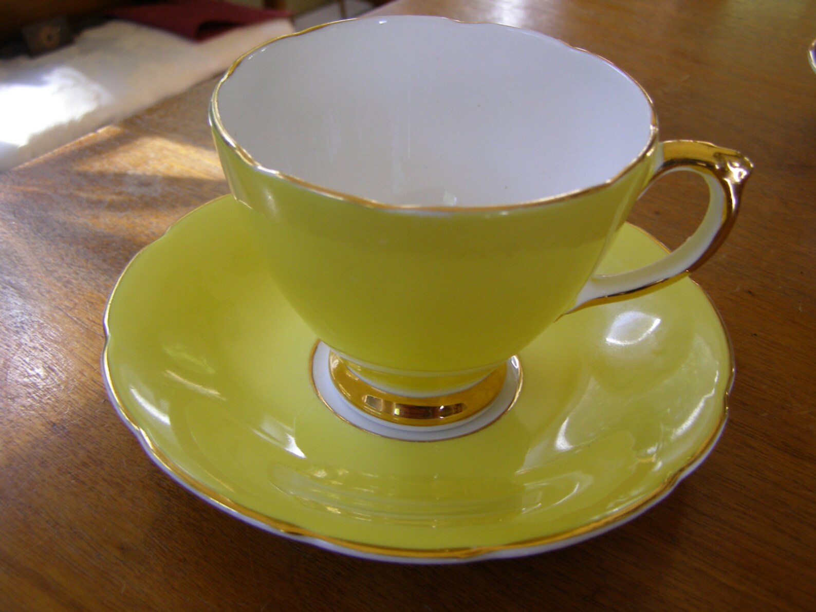 Vintage Sheridan Bone China England Cup & Saucer Bright Yellow Etsy