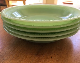 Set of 5 Vintage Fire King Jane Ray Jadeite Soup Bowl 7.5 inches