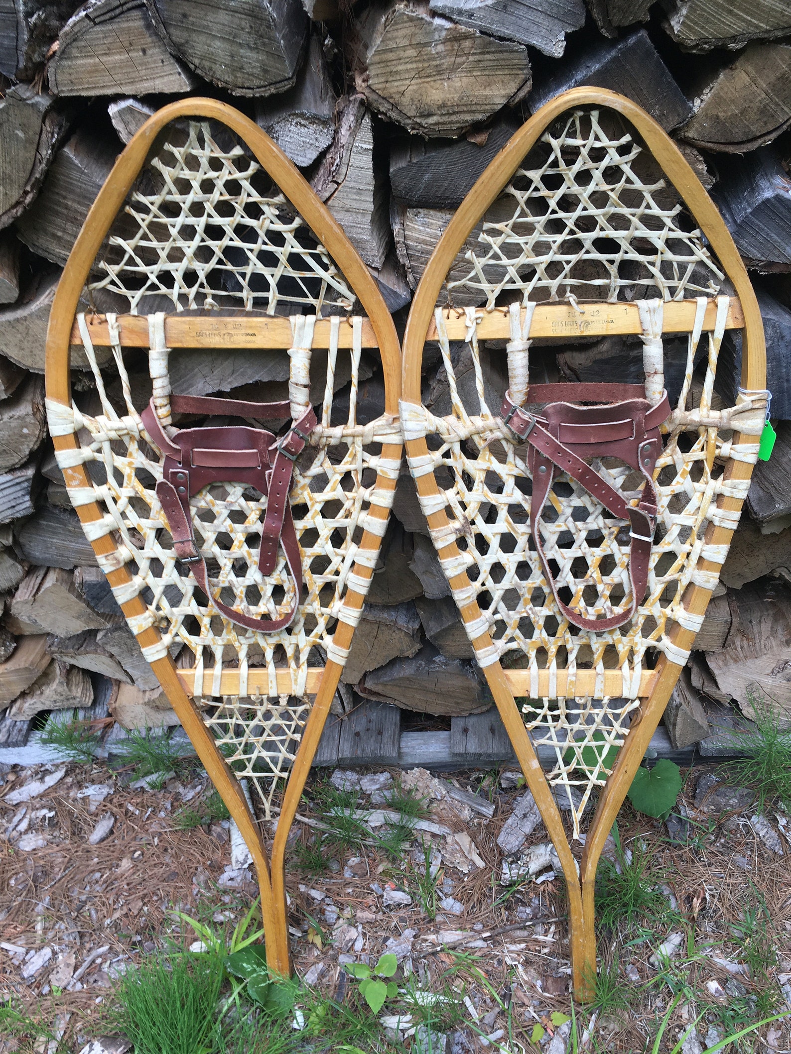 Vintage Wooden Snowshoes 42 x 14 Gros Louis indian Etsy