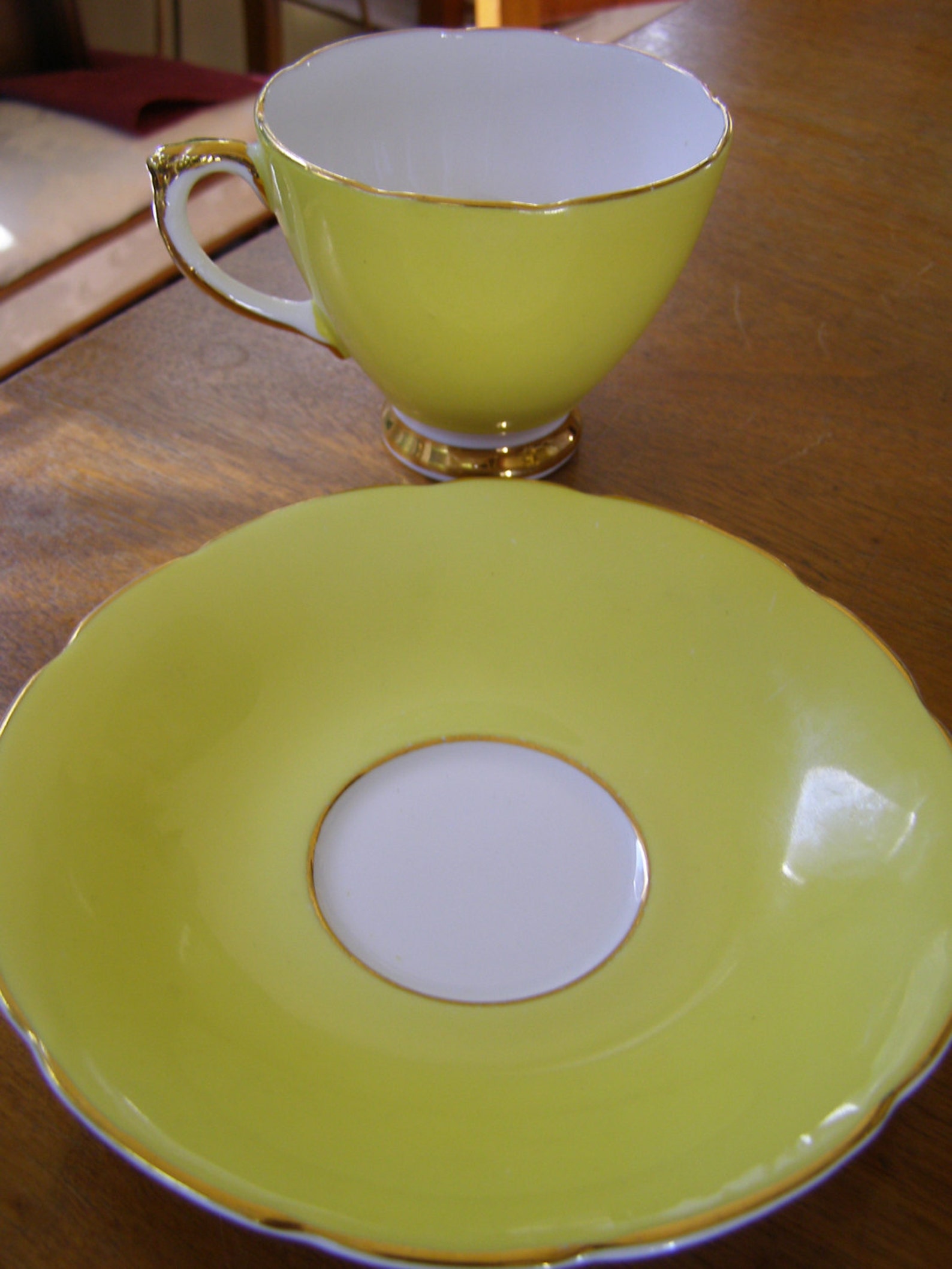 Vintage Sheridan Bone China England Cup & Saucer Bright Yellow Etsy