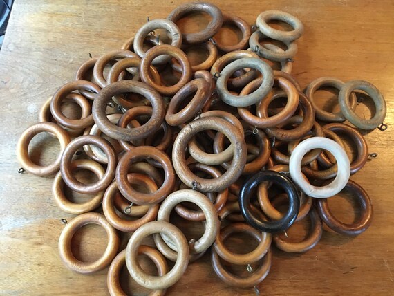 Lot Of 64 Mixed Vintage Wooden Curtain Rings Etsy