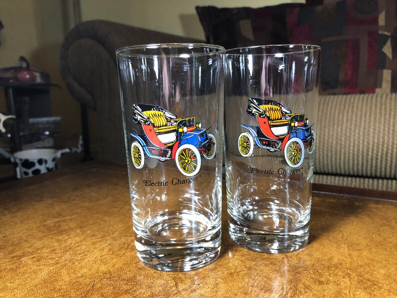 antique auto drinking glasses