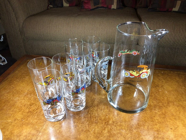 antique auto drinking glasses