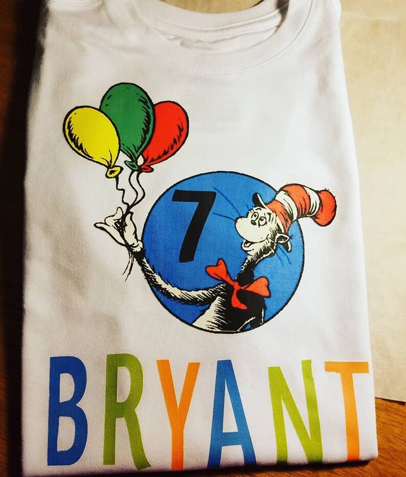 cat in the hat birthday shirt