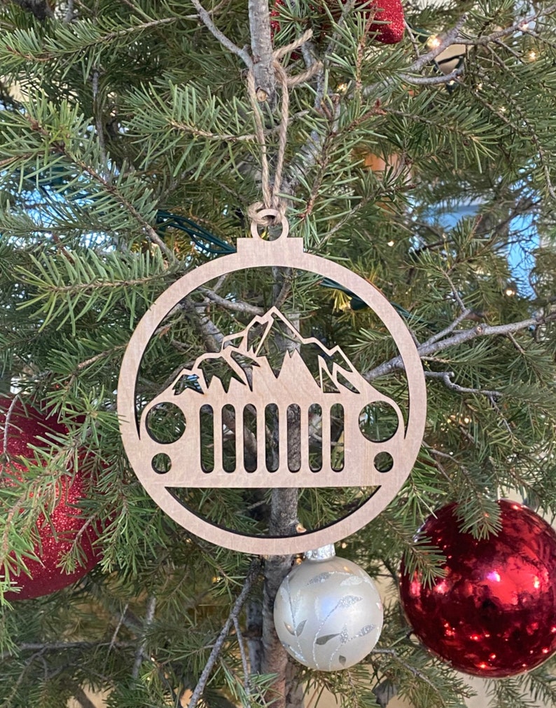 Laser Engraved and Cut Wooden JEEP Christmas Ornament Etsy