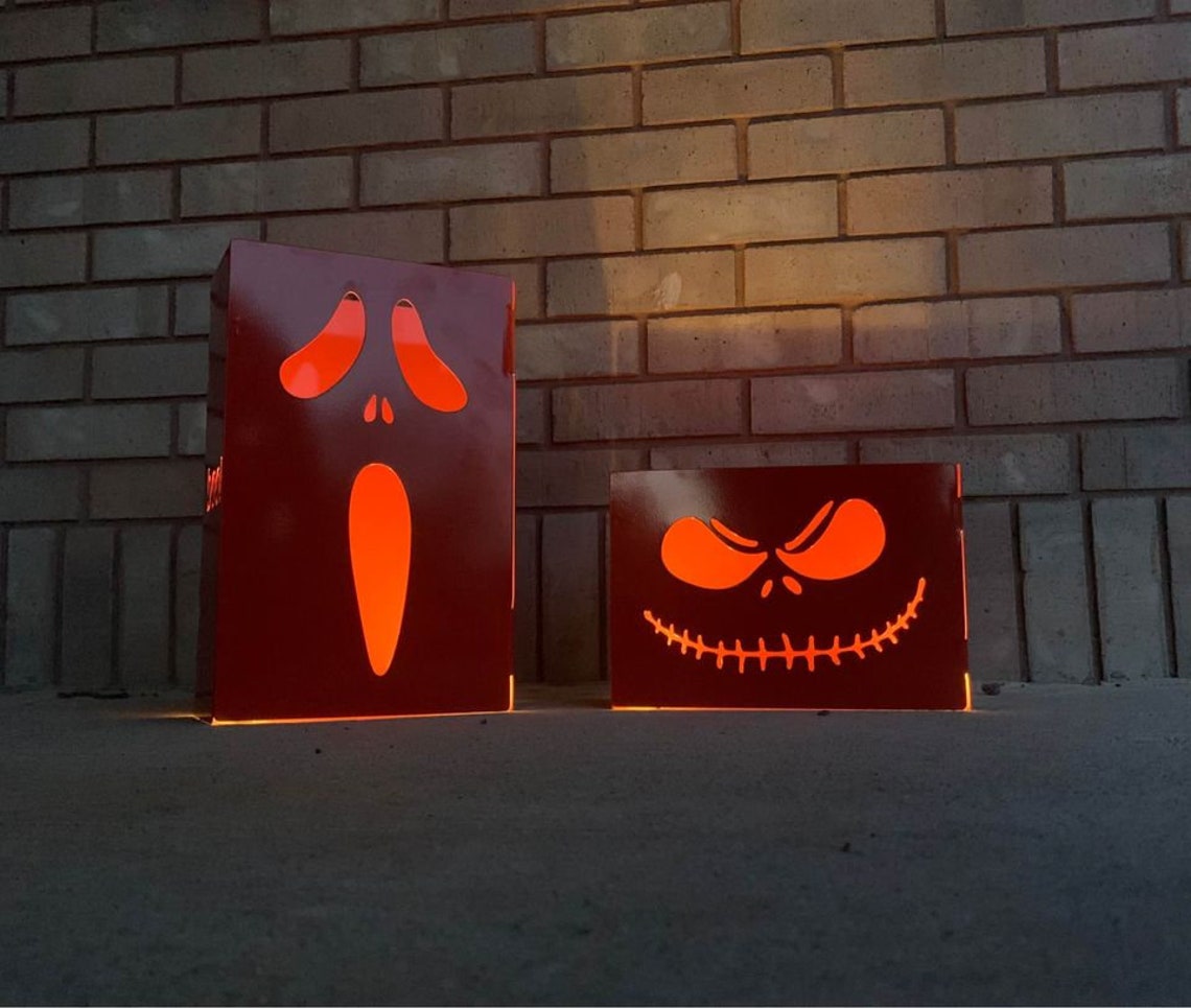 Metal Jack O Lantern Halloween Metal Yard Art Outdoor Fall Etsy