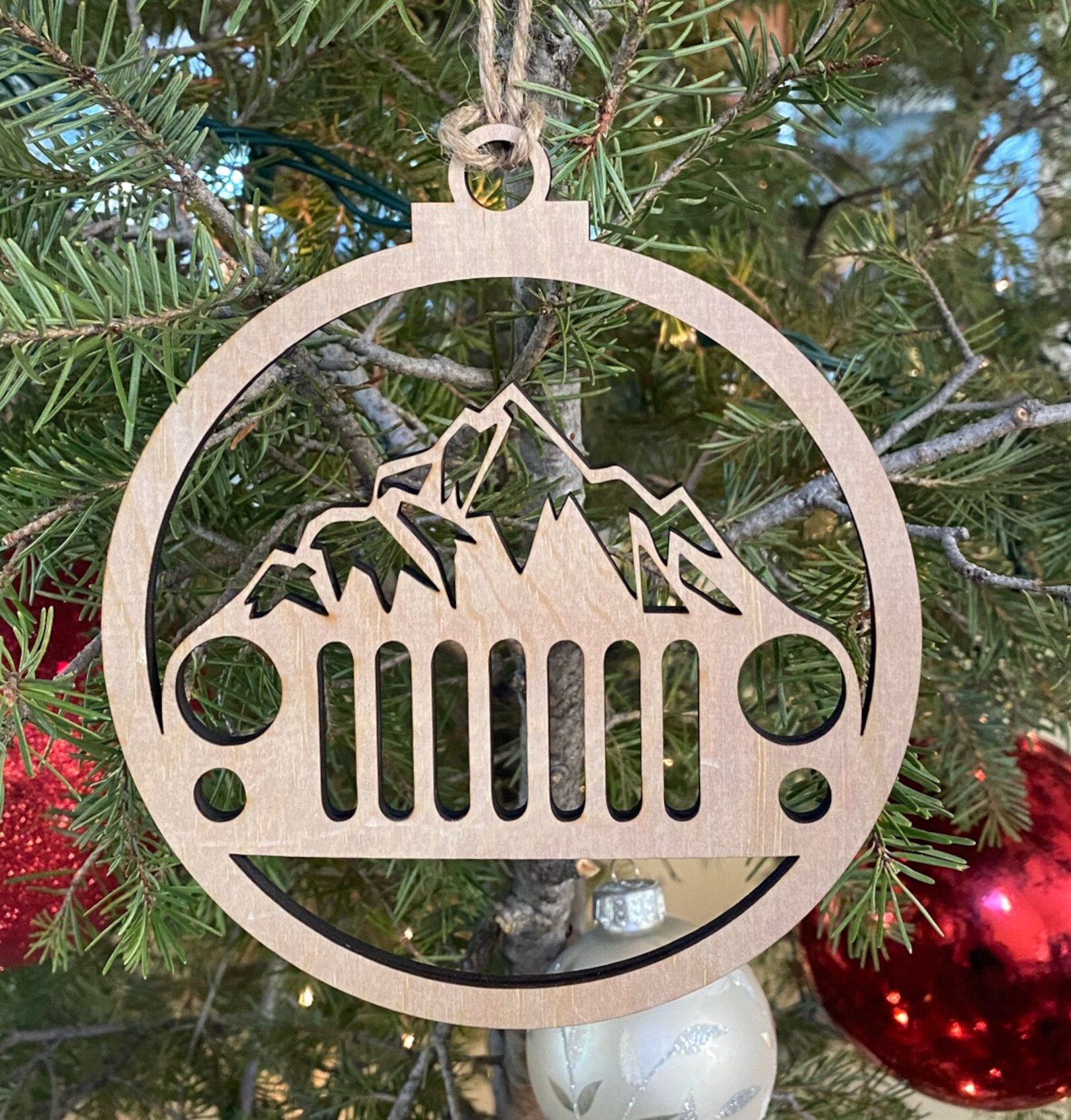 Laser Engraved and Cut Wooden JEEP Christmas Ornament Etsy
